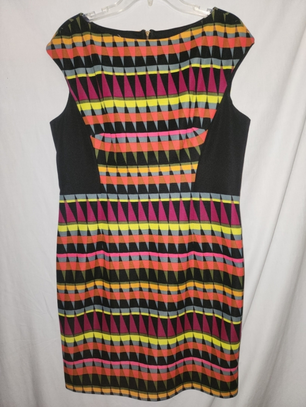 London style womens size 16 colorful geo print knee length dress
